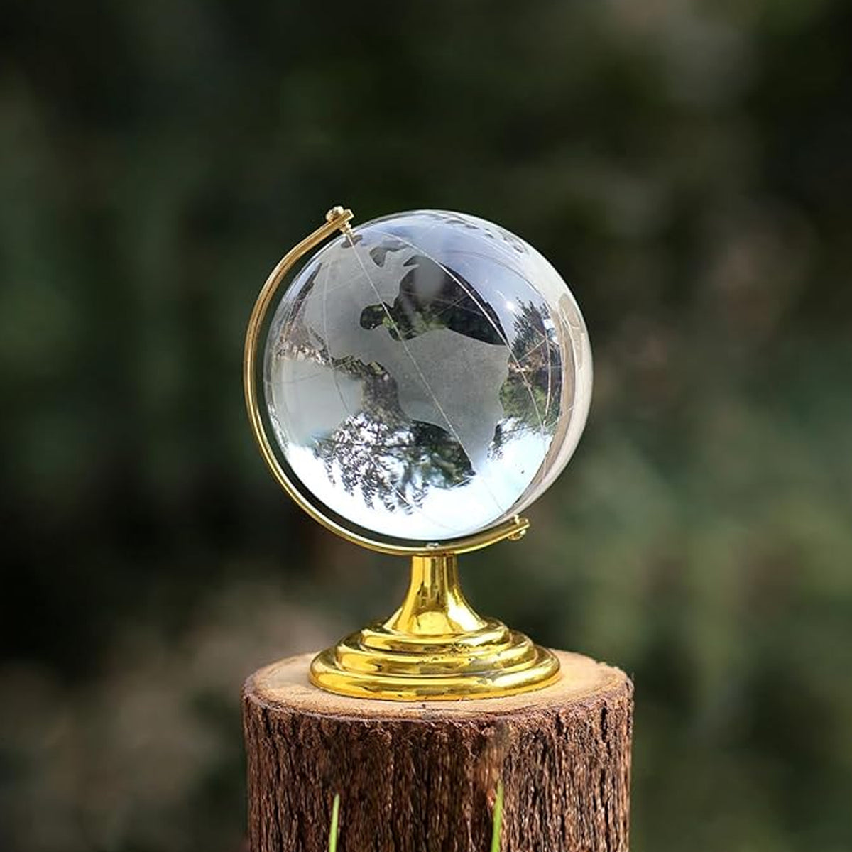 Crystal Globe  World Map 50 Mm With Golden Stand (1 Pc)